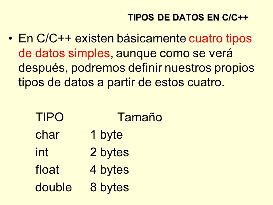 TIPOS DE DATOS EN C/C++