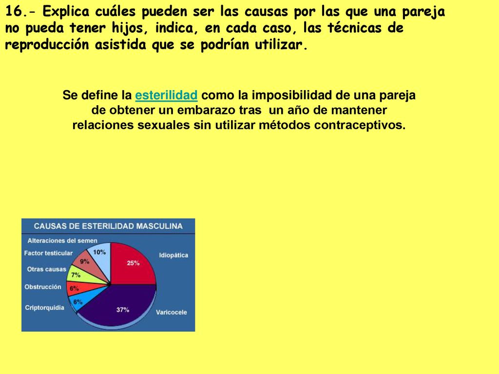 16.- Explica cuáles pueden ser las causas por las que una pareja