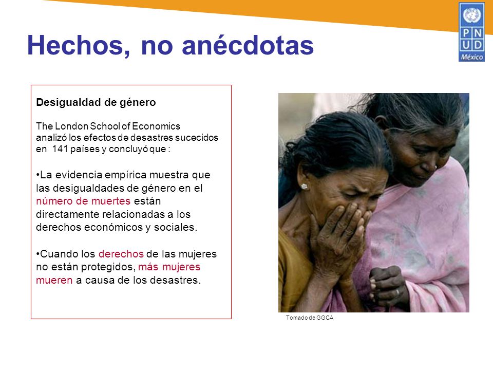 Hechos, no anécdotas Desigualdad de género