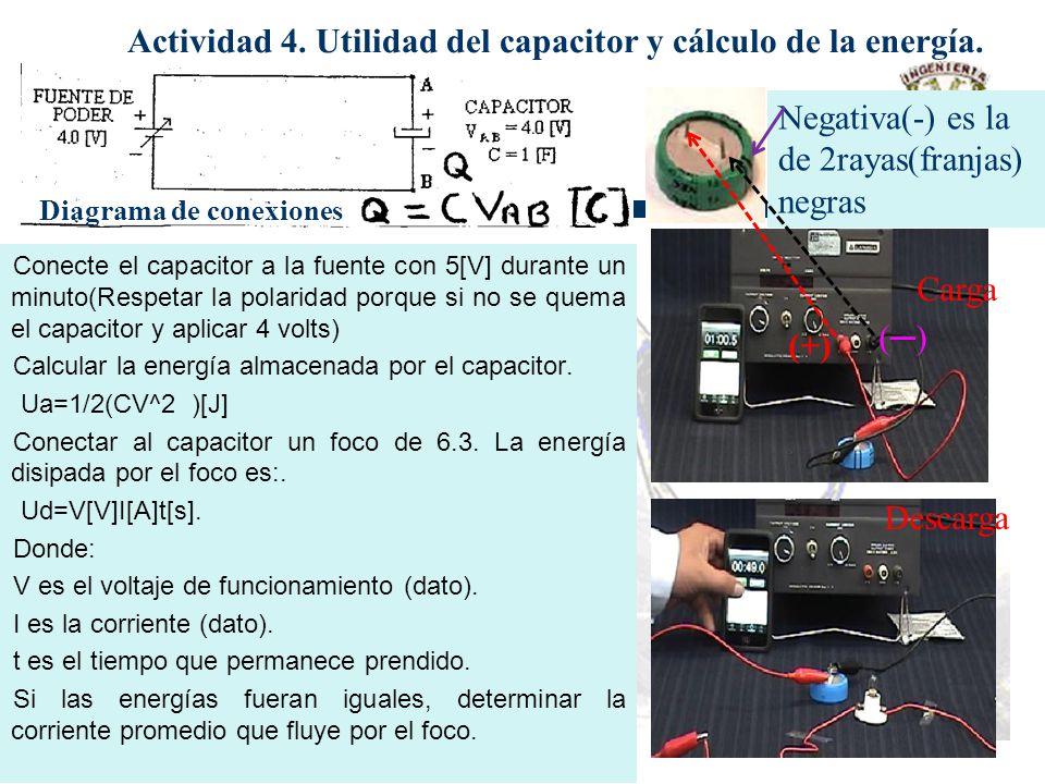 Actividad 4. Utilidad del capacitor y cálculo de la energía.