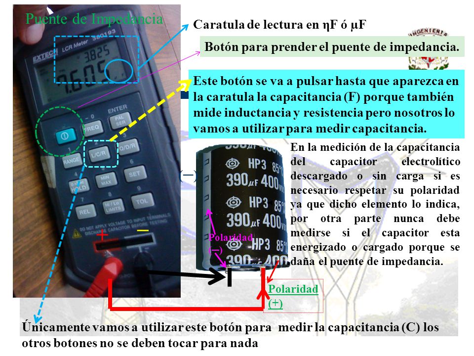+ Puente de Impedancia ─ (─) Caratula de lectura en ηF ó µF