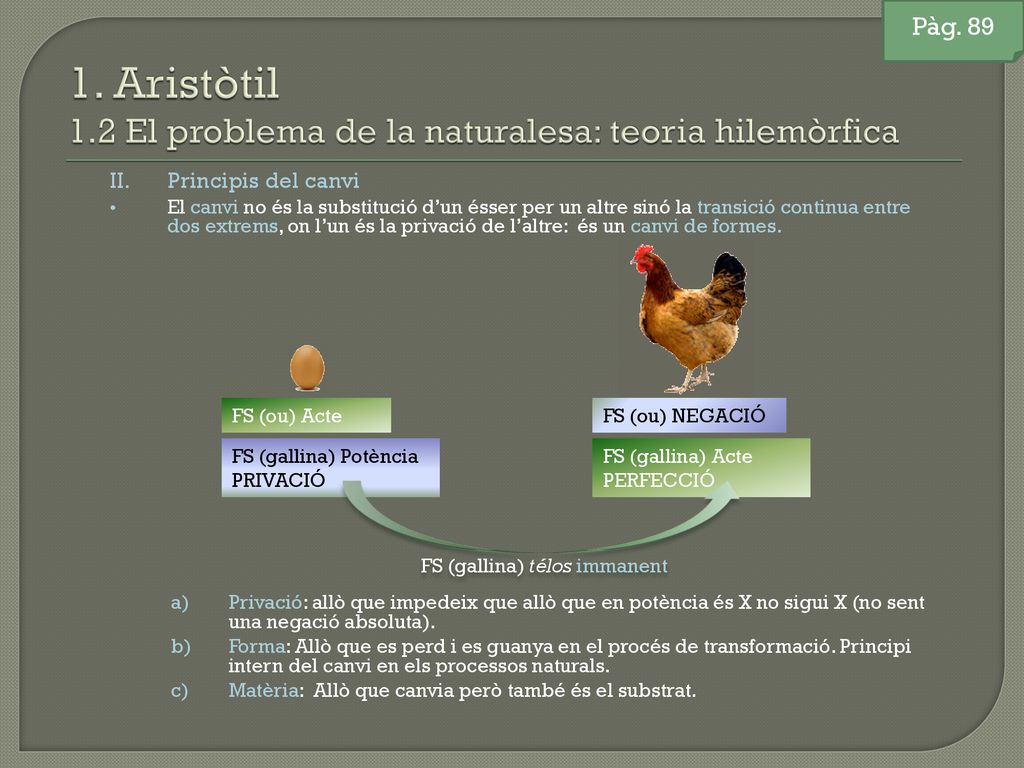 1. Aristòtil 1.2 El problema de la naturalesa: teoria hilemòrfica