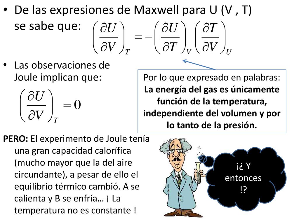 De las expresiones de Maxwell para U (V , T) se sabe que: