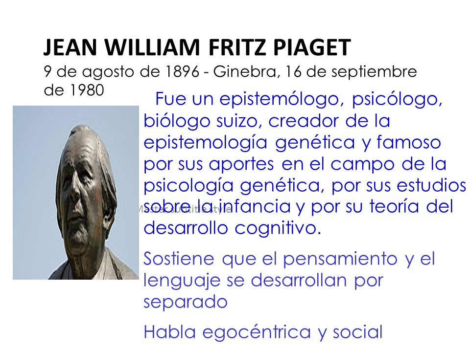 JEAN WILLIAM FRITZ PIAGET 9 de agosto de Ginebra, 16 de septiembre de 1980