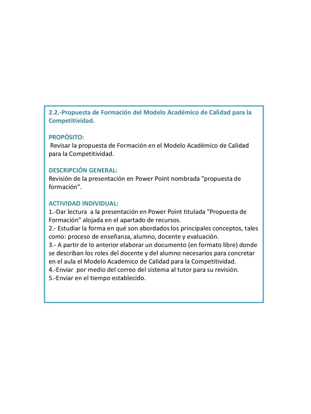 2.2.-Propuesta de Formación del Modelo Académico de Calidad para la Competitividad.