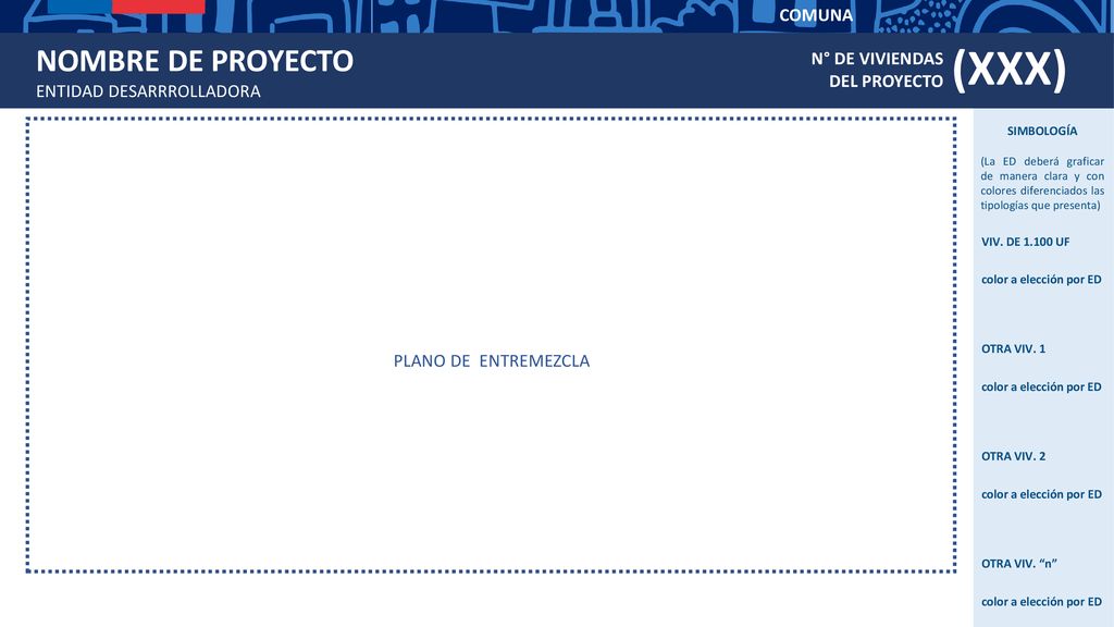 (XXX) NOMBRE DE PROYECTO COMUNA N° DE VIVIENDAS DEL PROYECTO