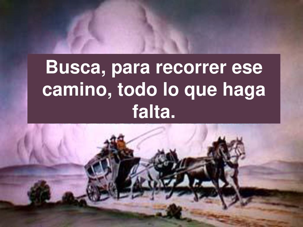 Busca, para recorrer ese camino, todo lo que haga falta.
