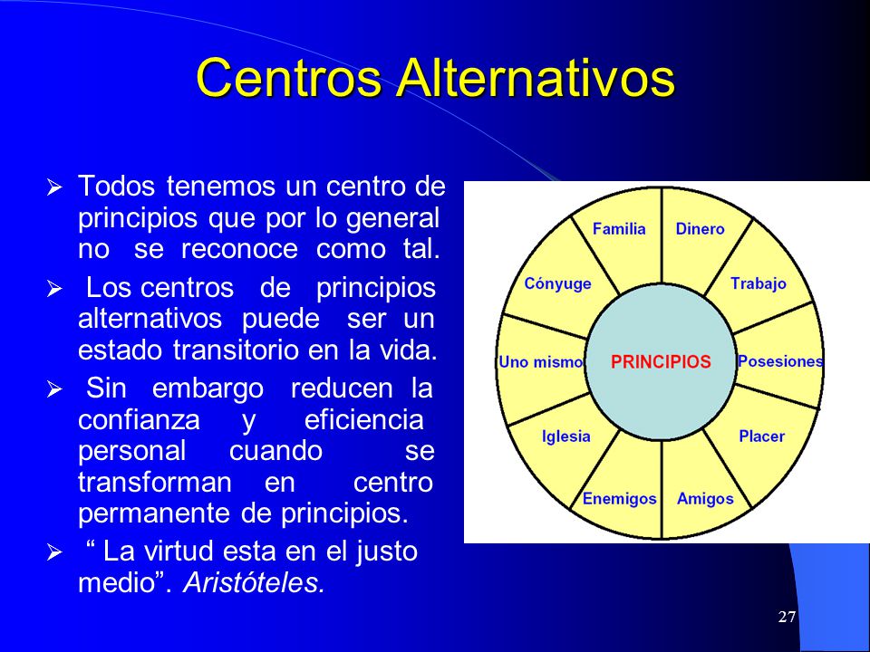Centros Alternativos Todos tenemos un centro de principios que por lo general no se reconoce como tal.