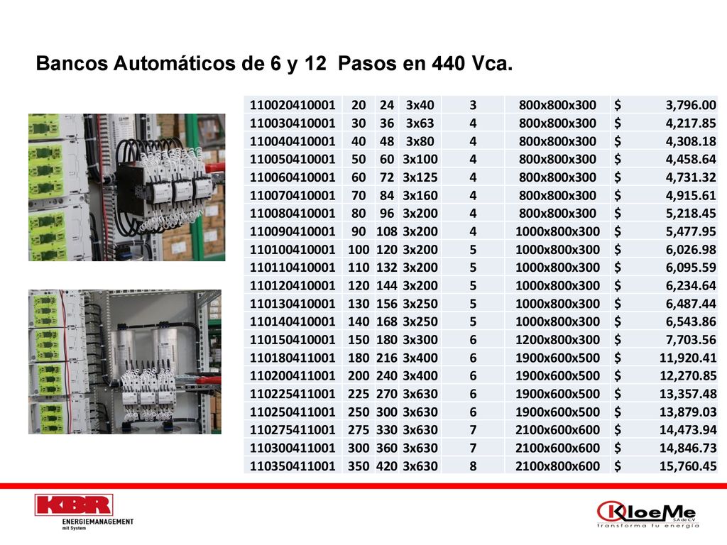 Bancos Automáticos de 6 y 12 Pasos en 440 Vca.