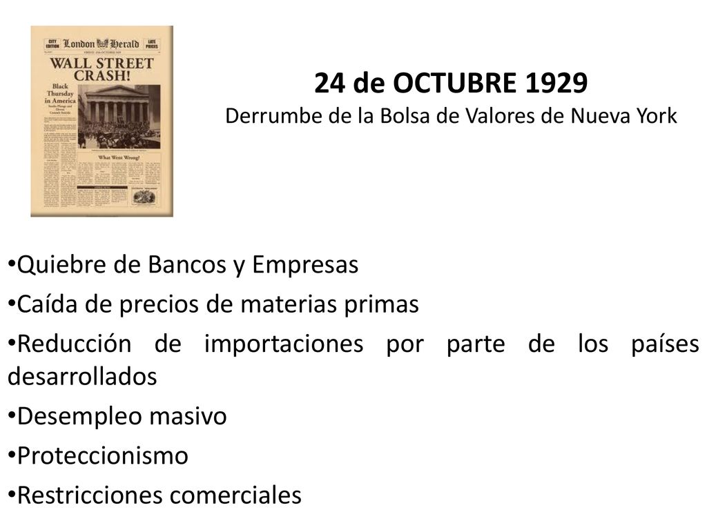 24 de OCTUBRE 1929 Derrumbe de la Bolsa de Valores de Nueva York