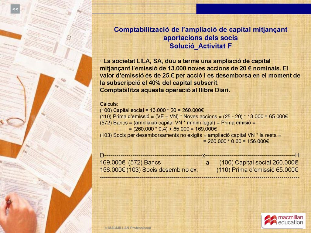 Comptabilització de l’ampliació de capital mitjançant aportacions dels socis
