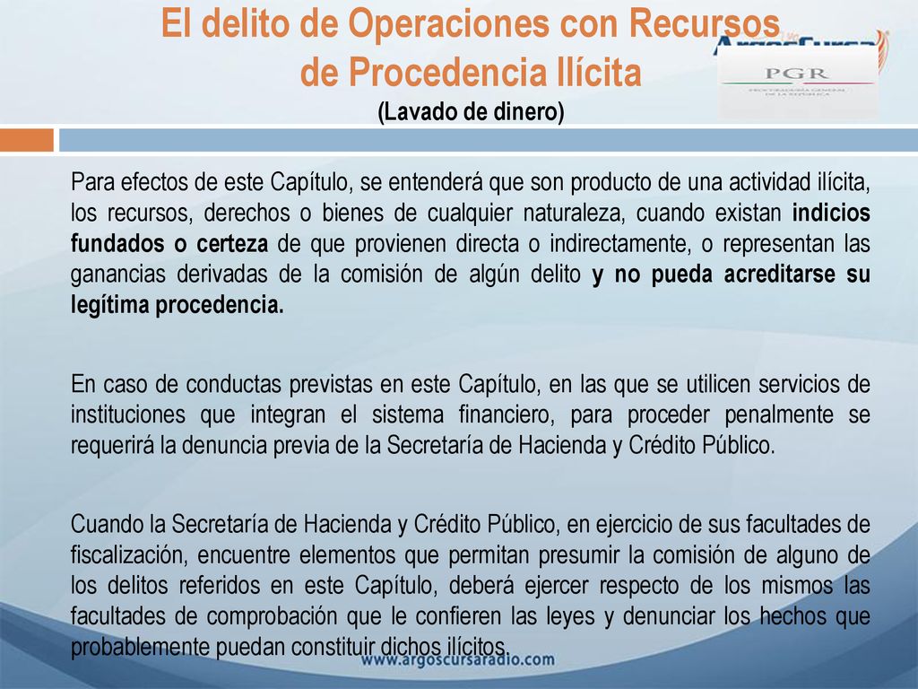 El delito de Operaciones con Recursos de Procedencia Ilícita (Lavado de dinero)