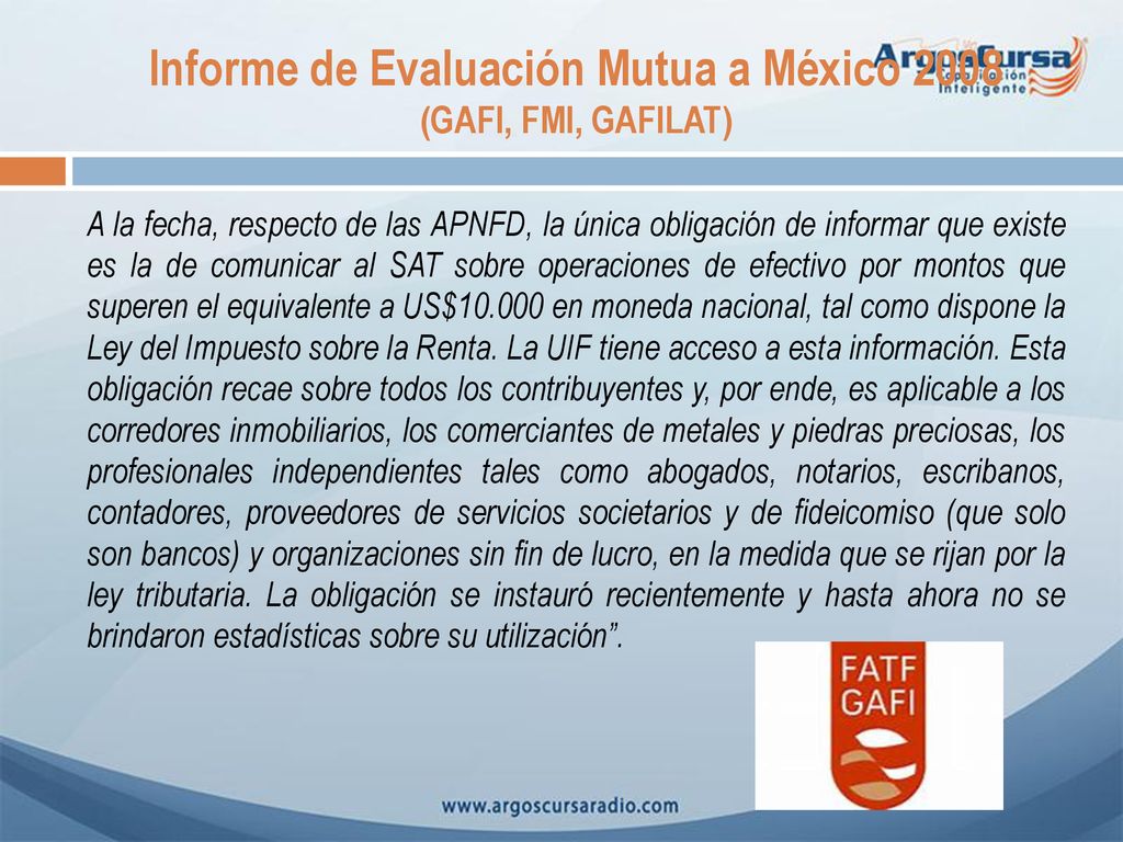 Informe de Evaluación Mutua a México 2008 (GAFI, FMI, GAFILAT)