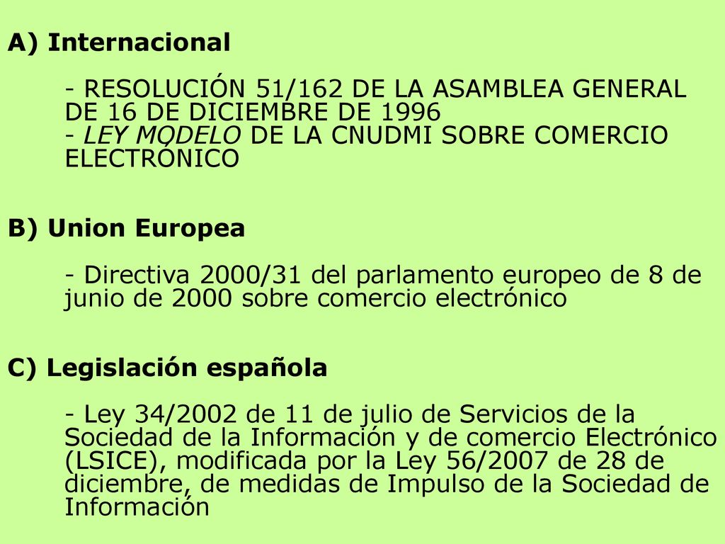 A) Internacional - RESOLUCIÓN 51/162 DE LA ASAMBLEA GENERAL DE 16 DE DICIEMBRE DE LEY MODELO DE LA CNUDMI SOBRE COMERCIO ELECTRÓNICO.