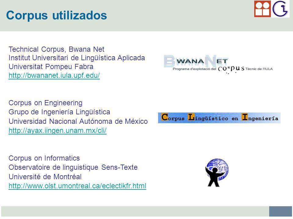 Corpus utilizados Technical Corpus, Bwana Net