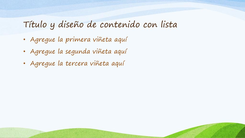 Título y diseño de contenido con lista