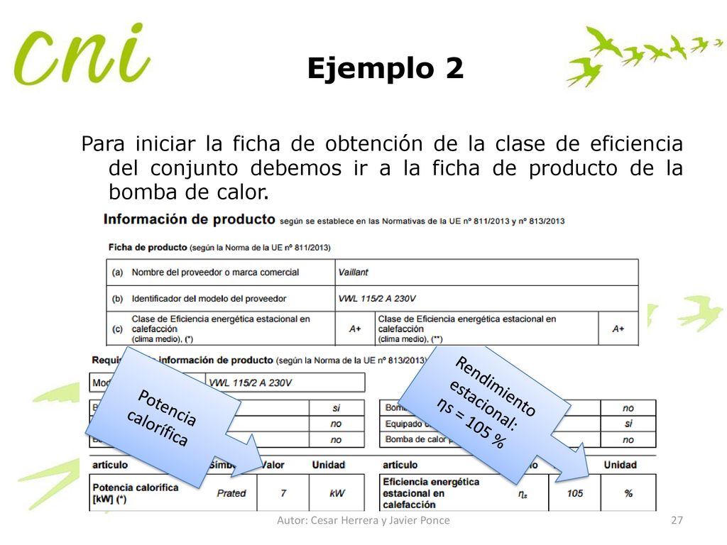 Ejemplo 2 Para iniciar la ficha de obtención de la clase de eficiencia del conjunto debemos ir a la ficha de producto de la bomba de calor.