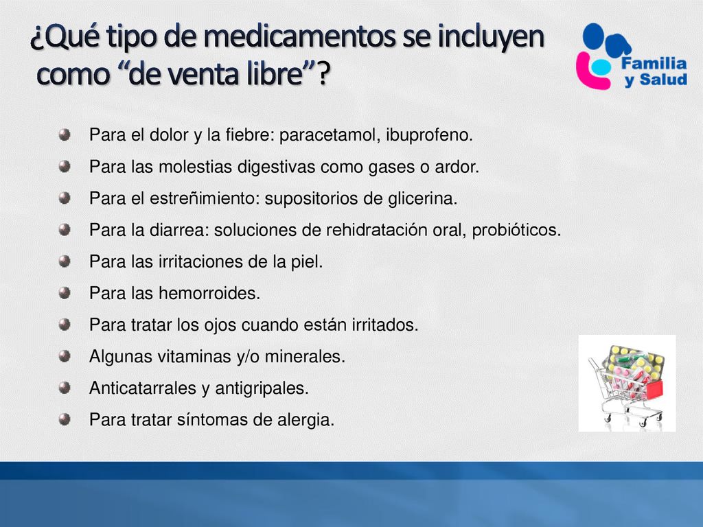 ¿Qué tipo de medicamentos se incluyen como de venta libre