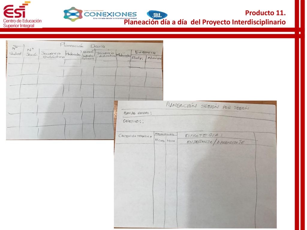 Producto 11. Planeación día a día del Proyecto Interdisciplinario