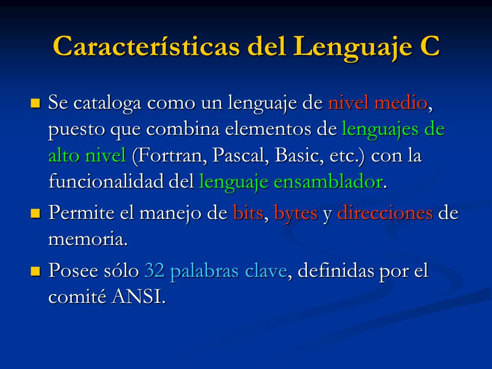 Características del Lenguaje C
