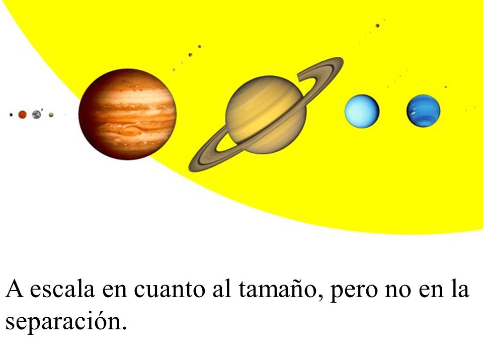 A escala en cuanto al tamaño, pero no en la separación.