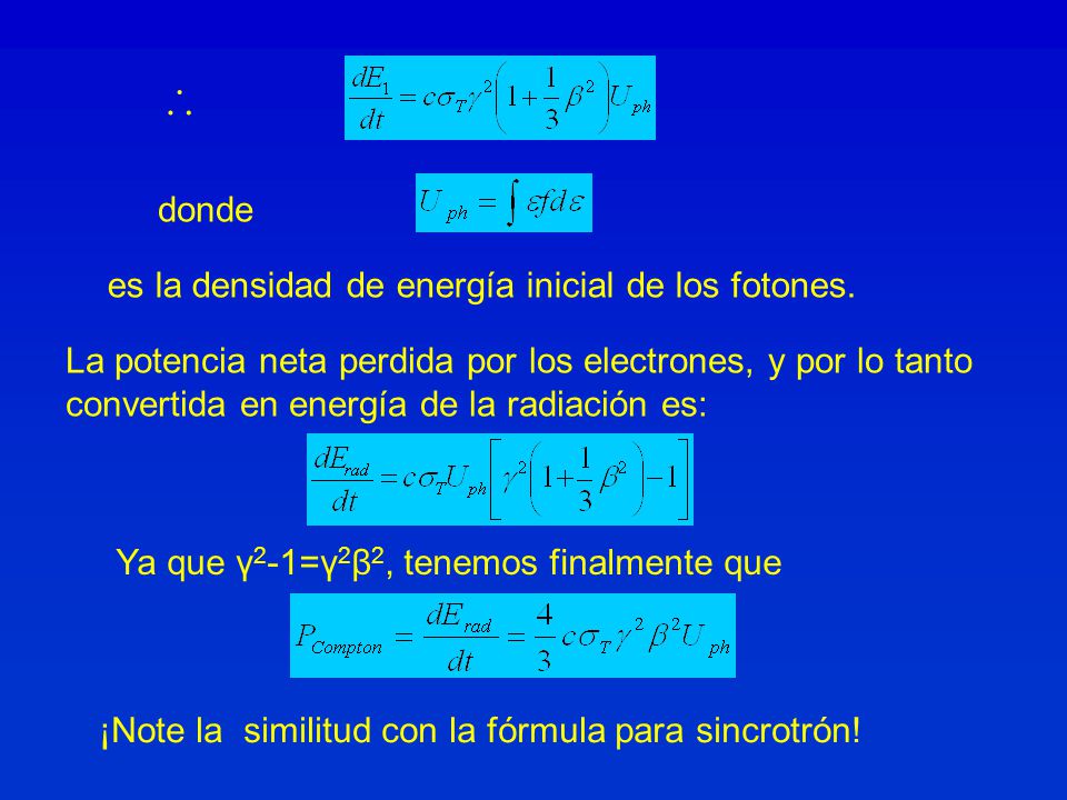 ∴ donde es la densidad de energía inicial de los fotones.