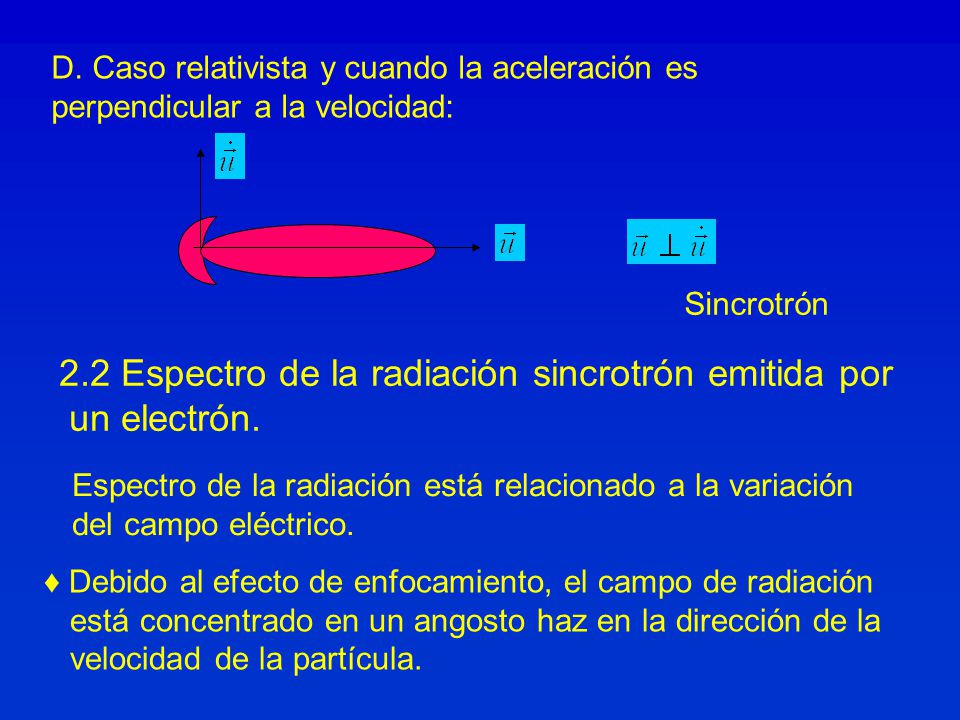 2.2 Espectro de la radiación sincrotrón emitida por un electrón.