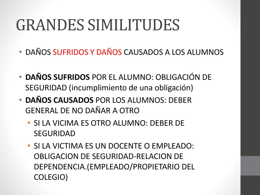 GRANDES SIMILITUDES DAÑOS SUFRIDOS Y DAÑOS CAUSADOS A LOS ALUMNOS