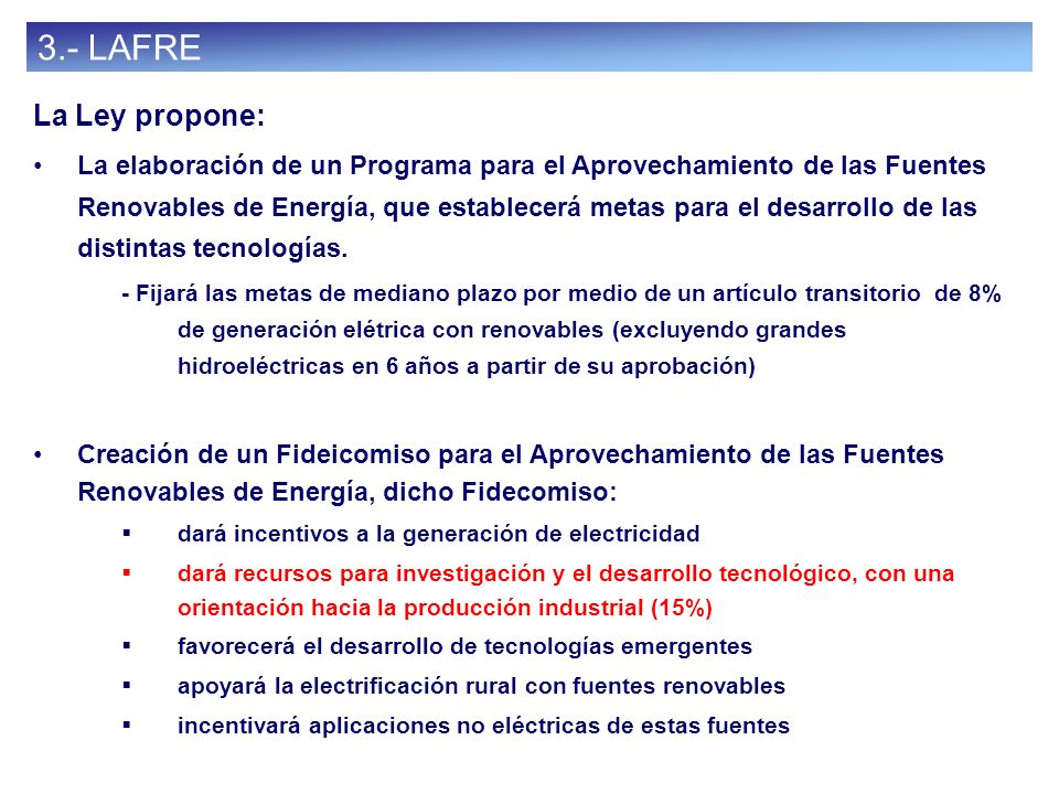 Ley para el Aprovechamiento de las Fuentes Renovables de Energía