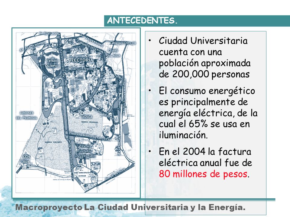 En el 2004 la factura eléctrica anual fue de 80 millones de pesos.