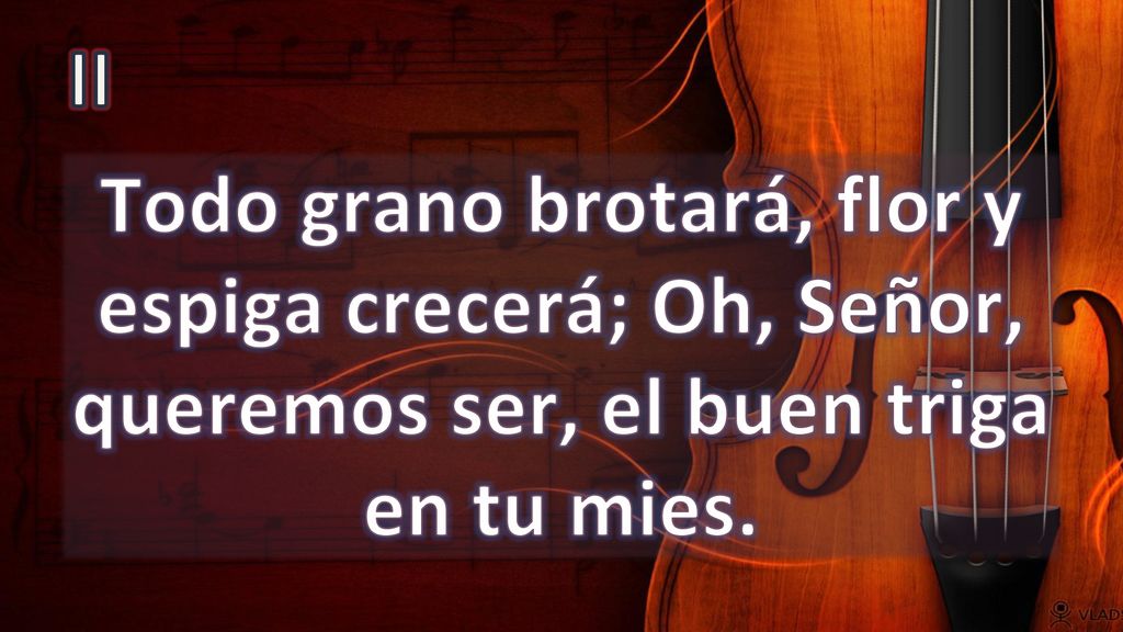 II Todo grano brotará, flor y espiga crecerá; Oh, Señor, queremos ser, el buen triga en tu mies.