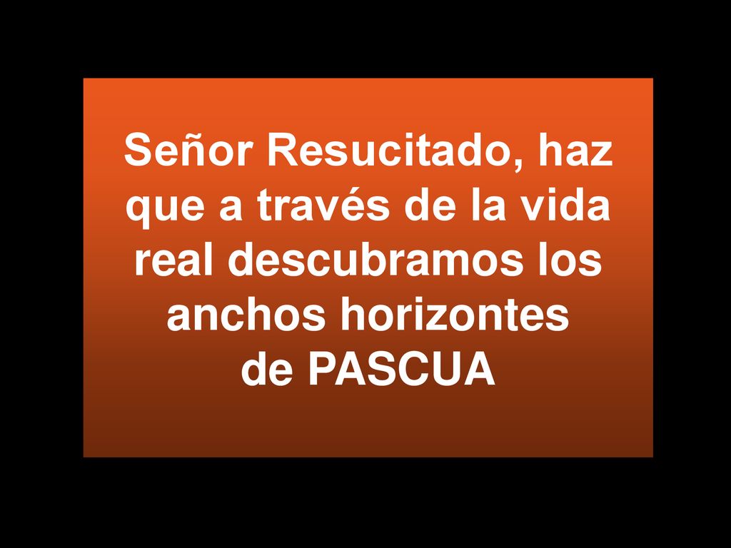 Señor Resucitado, haz que a través de la vida real descubramos los anchos horizontes de PASCUA