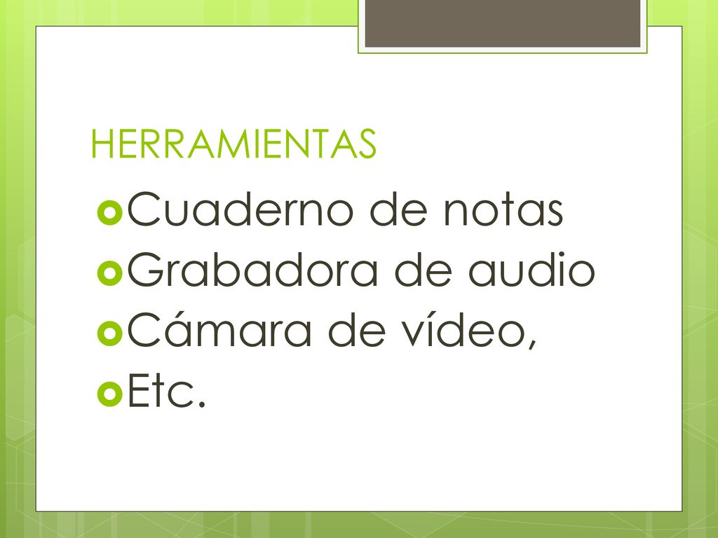 Cuaderno de notas Grabadora de audio Cámara de vídeo, Etc.