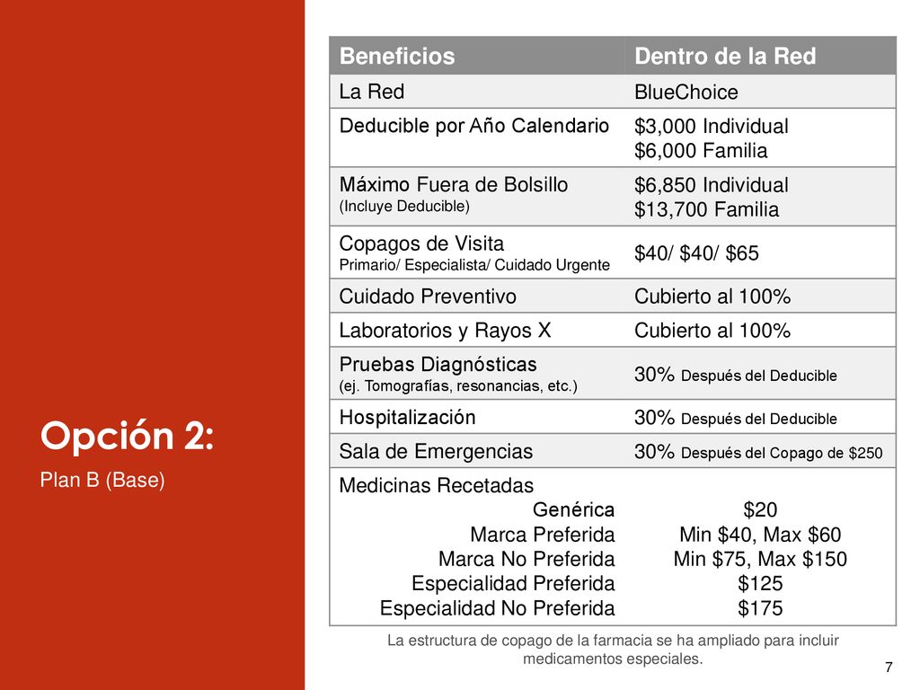 Opción 2: Beneficios Dentro de la Red La Red BlueChoice