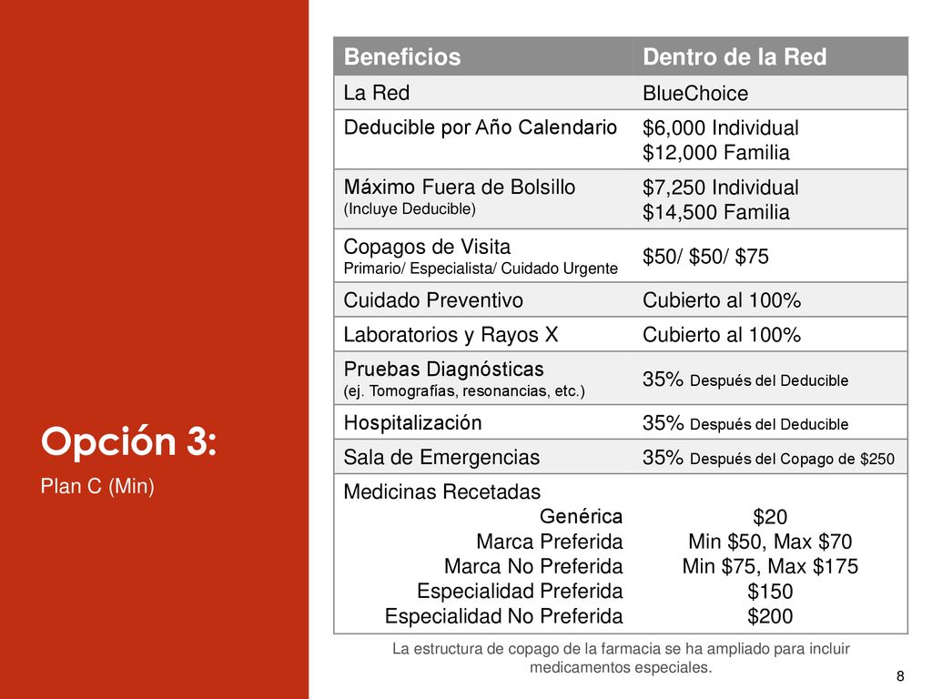 Opción 3: Beneficios Dentro de la Red La Red BlueChoice