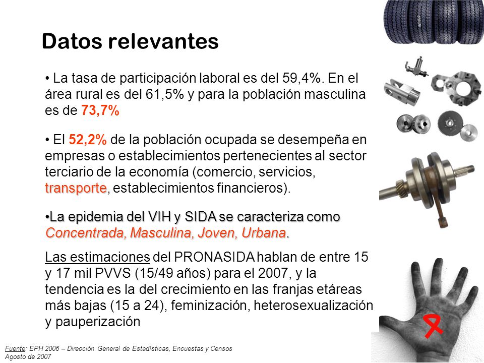 Datos relevantes La tasa de participación laboral es del 59,4%. En el área rural es del 61,5% y para la población masculina es de 73,7%