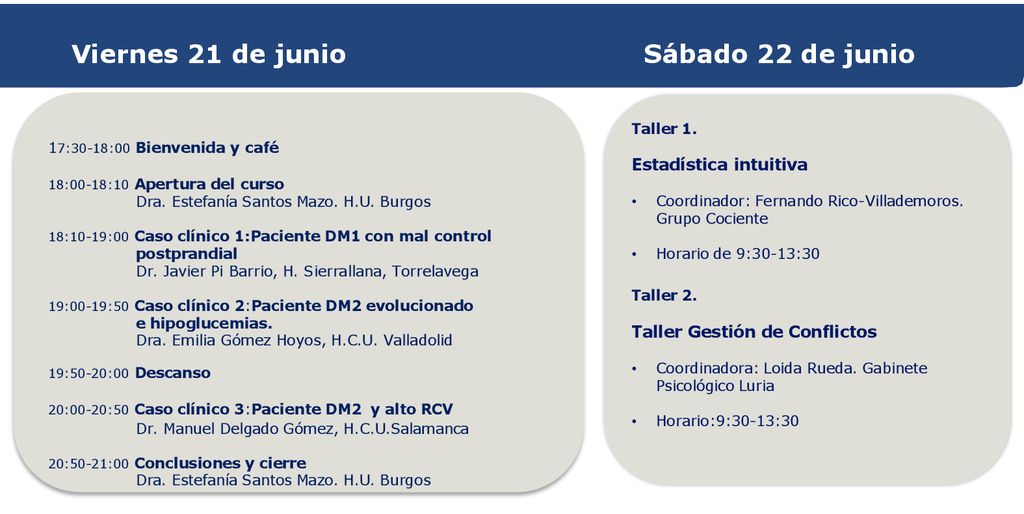 Viernes 21 de junio Sábado 22 de junio Estadística intuitiva