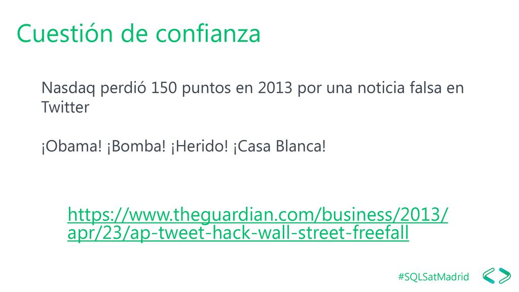 Cuestión de confianza Nasdaq perdió 150 puntos en 2013 por una noticia falsa en Twitter. ¡Obama! ¡Bomba! ¡Herido! ¡Casa Blanca!
