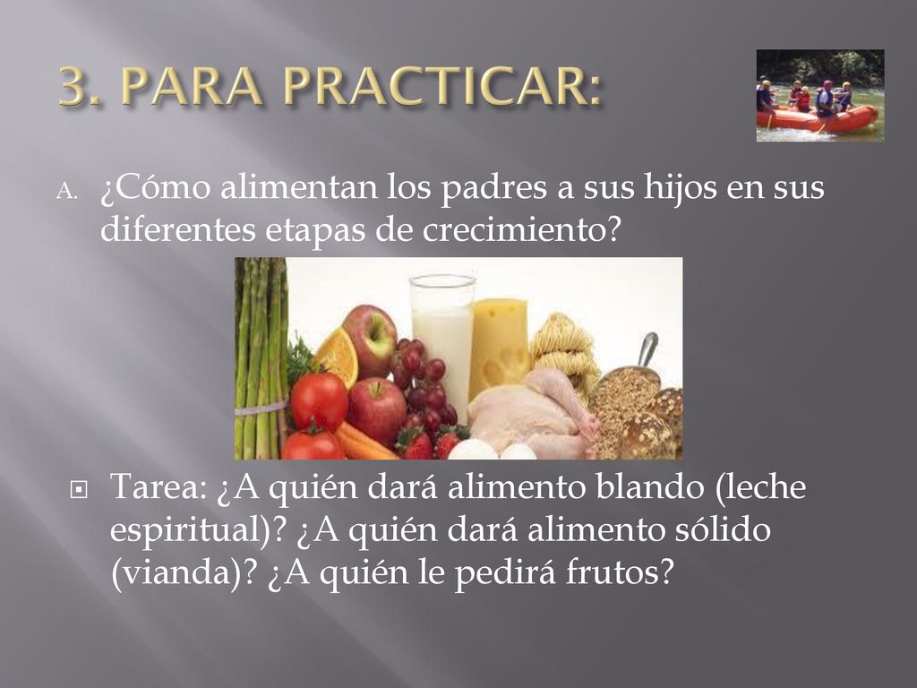 3. PARA PRACTICAR: ¿Cómo alimentan los padres a sus hijos en sus diferentes etapas de crecimiento
