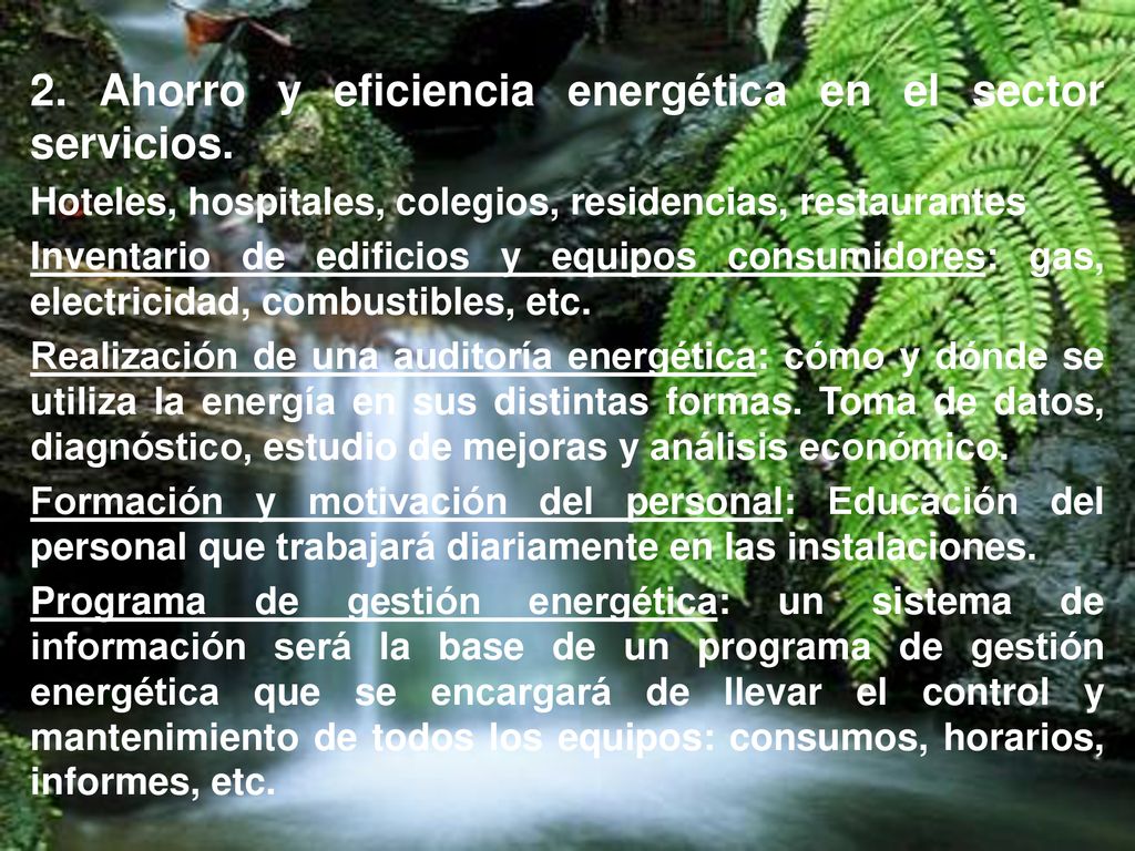 2. Ahorro y eficiencia energética en el sector servicios.