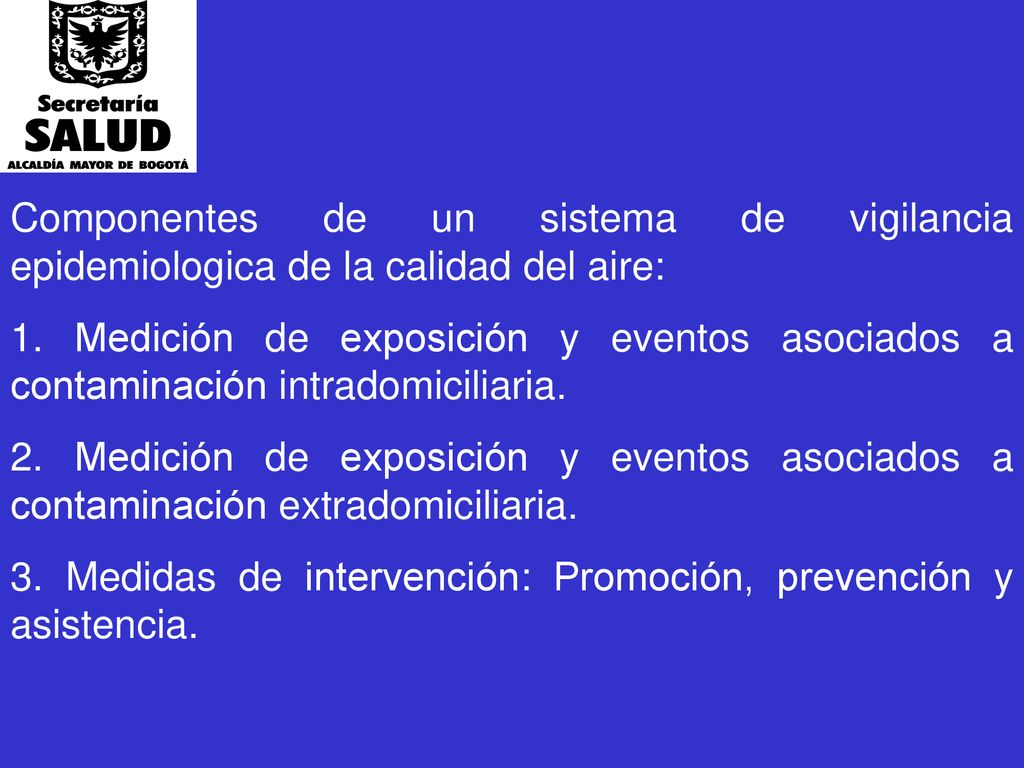 Componentes de un sistema de vigilancia epidemiologica de la calidad del aire: