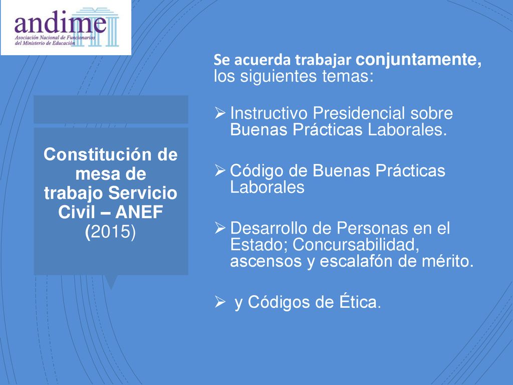 Constitución de mesa de trabajo Servicio Civil – ANEF (2015)