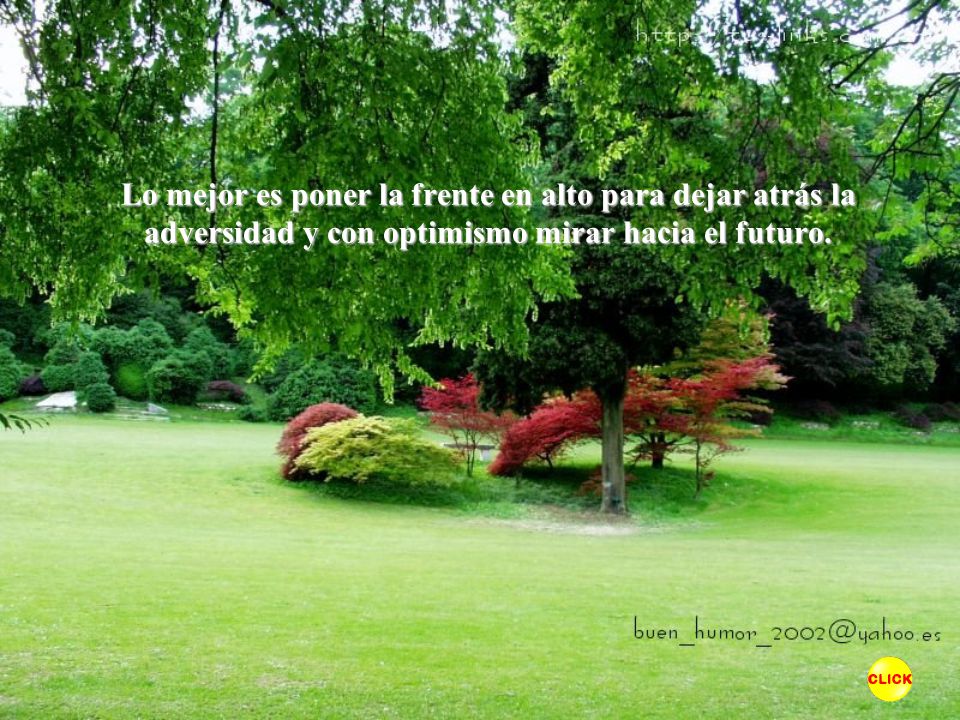 Lo mejor es poner la frente en alto para dejar atrás la adversidad y con optimismo mirar hacia el futuro.