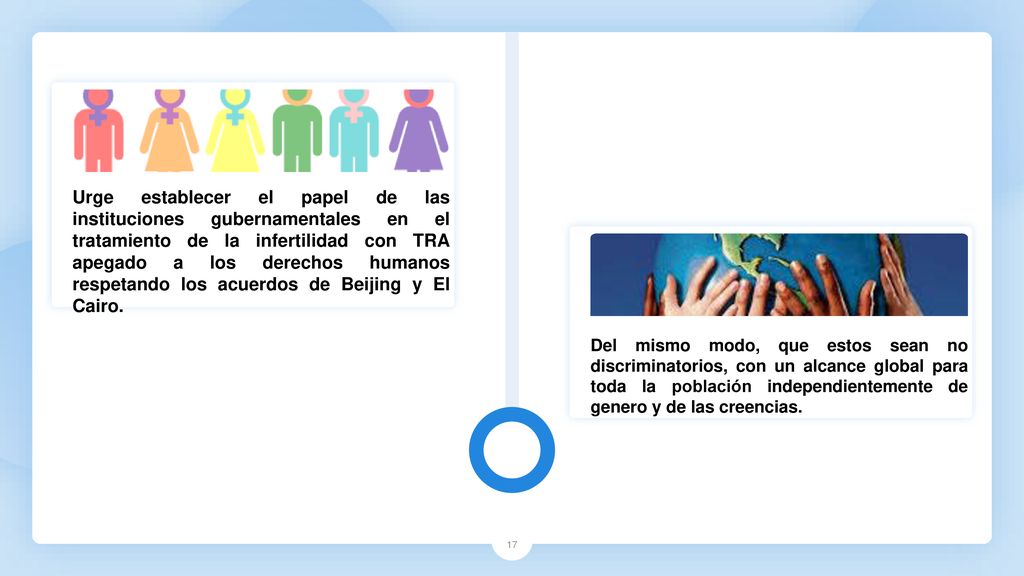 Urge establecer el papel de las instituciones gubernamentales en el tratamiento de la infertilidad con TRA apegado a los derechos humanos respetando los acuerdos de Beijing y El Cairo.