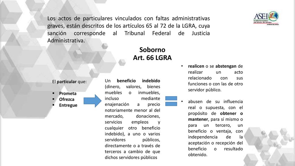 Los actos de particulares vinculados con faltas administrativas graves, están descritos de los artículos 65 al 72 de la LGRA, cuya sanción corresponde al Tribunal Federal de Justicia Administrativa.