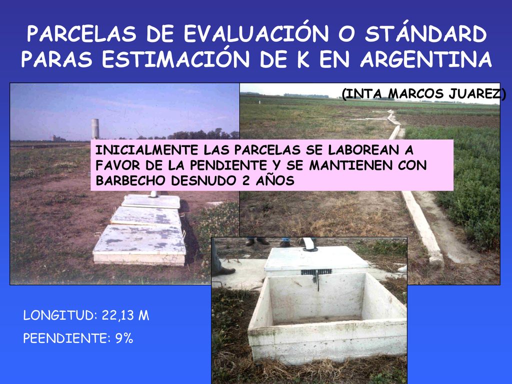 PARCELAS DE EVALUACIÓN O STÁNDARD PARAS ESTIMACIÓN DE K EN ARGENTINA