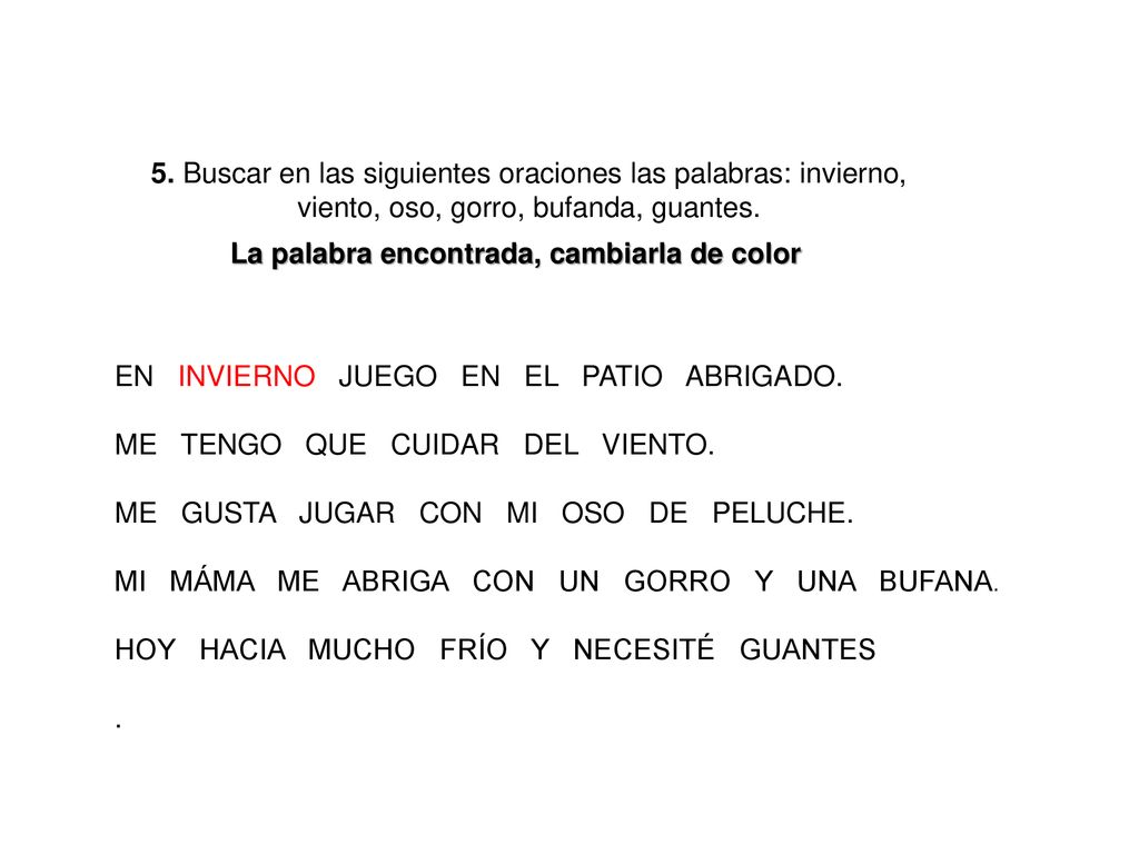 La palabra encontrada, cambiarla de color