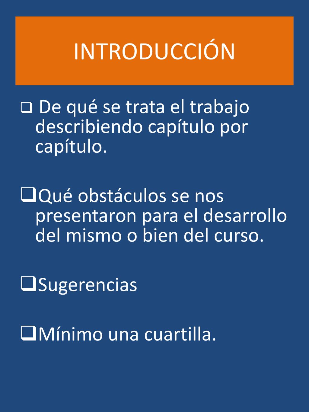INTRODUCCIÓN De qué se trata el trabajo describiendo capítulo por capítulo.