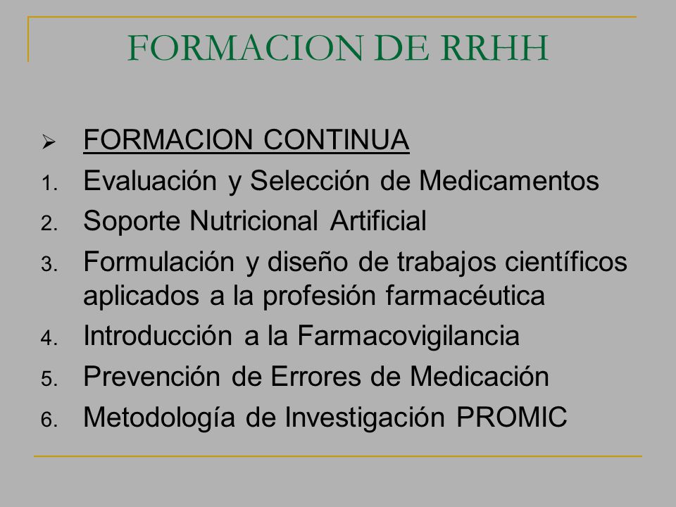 FORMACION DE RRHH FORMACION CONTINUA