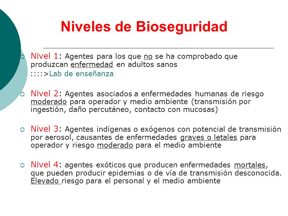 Niveles de Bioseguridad